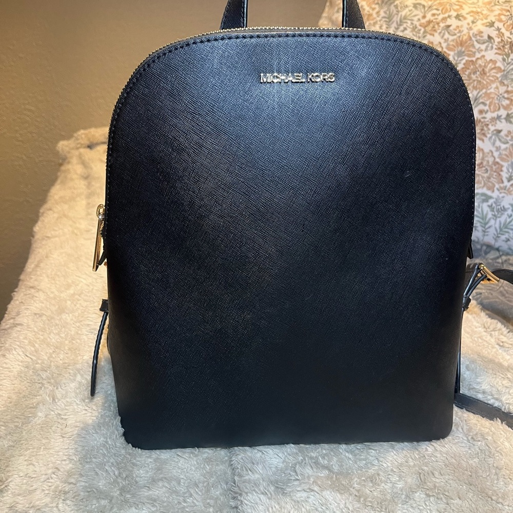 Michael Kors Black Backpack with Gold Accents